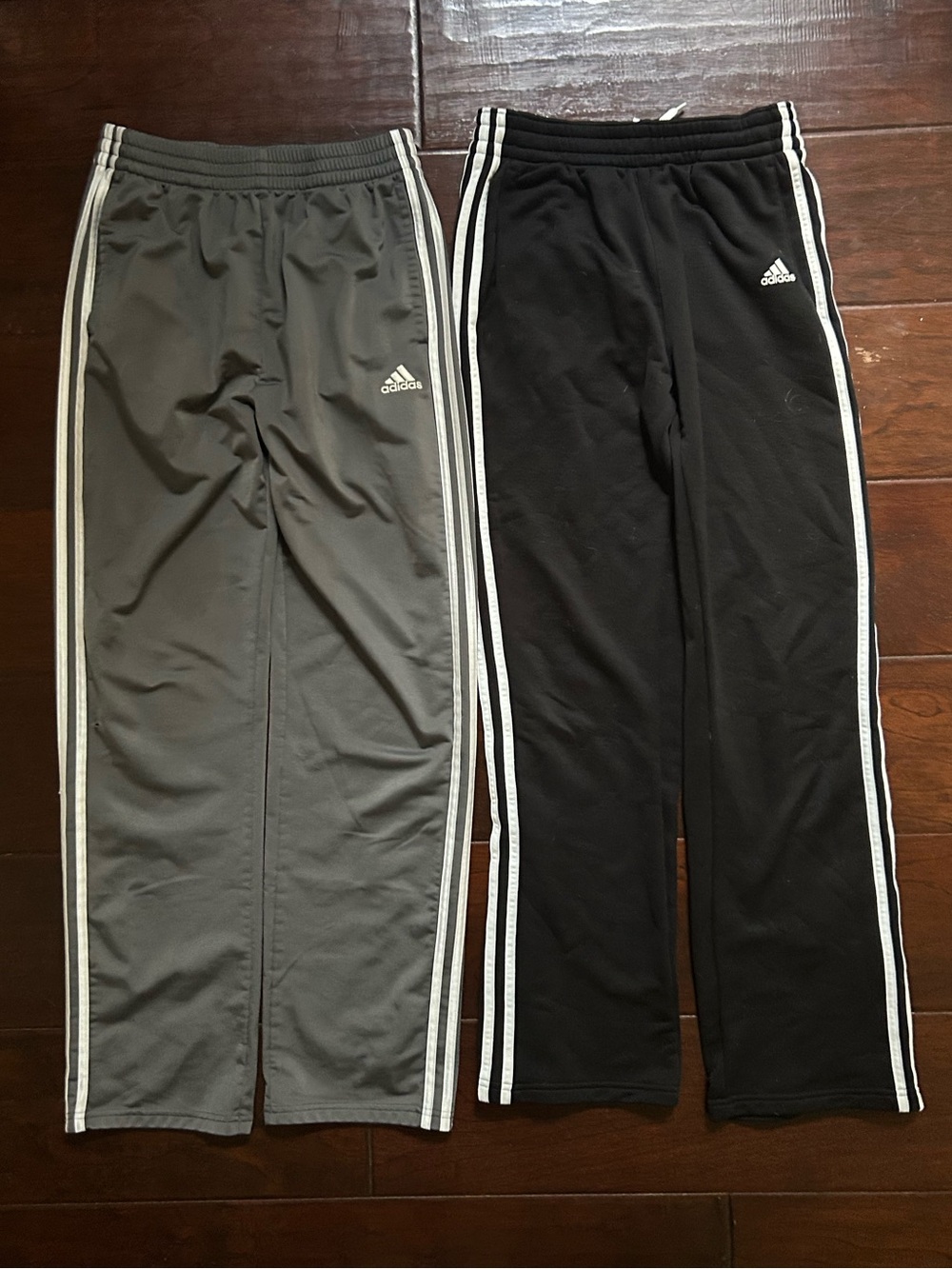 Adidas Joggers (2) in Black & Gray with White Stripes, L & XL